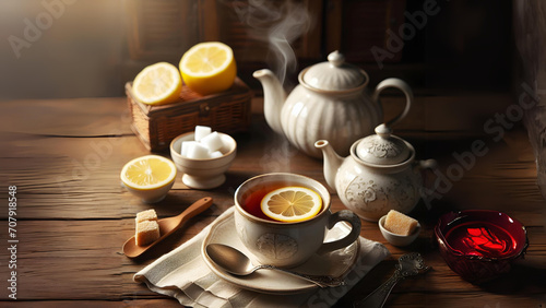 fresh hot lemon tea