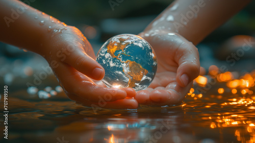 Water is life. Saving clean water for our globe, sustainability development, water conservation for the next generation