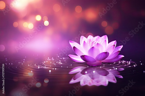 Sparkling pink and purple lotus on a floating, light purple background.