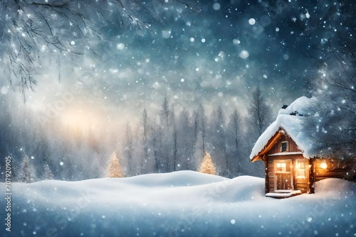 christmas house in the snow © AI artistic beauty