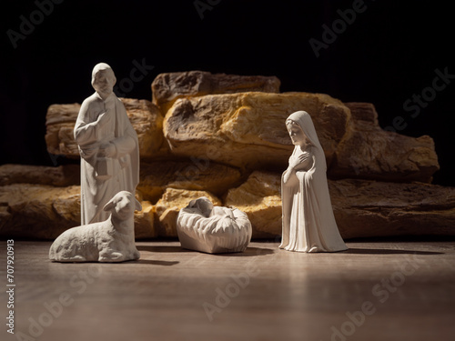 Scene from the statue of the birth of Jesus Christ. Religious scene.