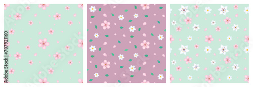 A set of cute floral patterns, a spring pattern for textiles.