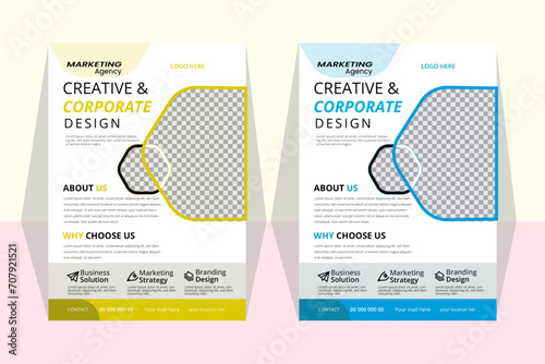 a bundle of 2 templates of different colors a4 flyer template, modern business flyer template, 
abstract business flyer and creative design, IT company flyer and editable vector template design 
