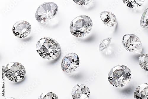 High-quality loose brilliant round diamonds displayed on a white background, seen from above