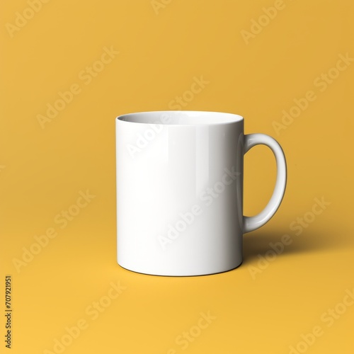 plain white mug yellow background