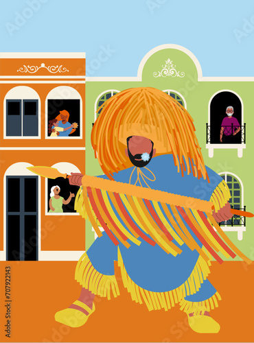 Carnival in Brazil, Bahia - Caboclo Spearbearer: Leading the Maracatu Celebration