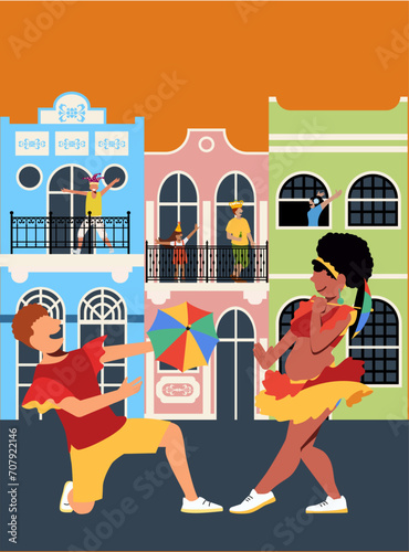 Carnival in Brazil, Olinda - Couple of Frevo Dancers