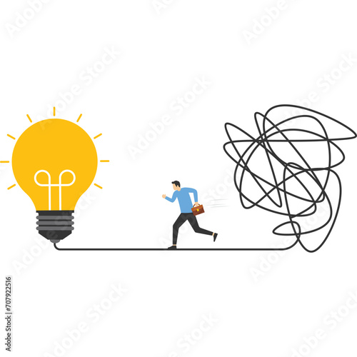 the concept of finding a solution, the thought process of solving a problem, finding an easier way to understand the problem, the entrepreneur goes from the chaos line to the simple light bulb idea.

