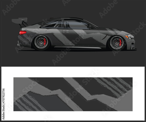 Racing car wrap design vector Graphic abstract stripe racing background kit designs for wrap vehicle