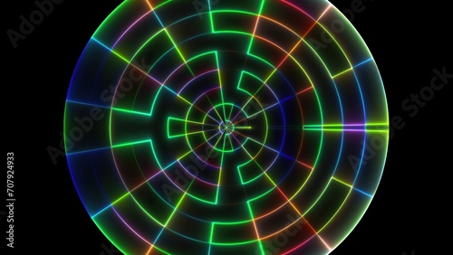 Abstract circle neon. Computer generated 3d render
