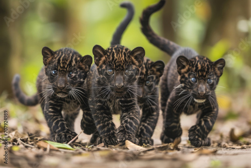 The whimsical glee of Panther cubs in a moment of pure joy