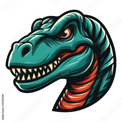 Dinosaur head mascot vector illustration on white background 