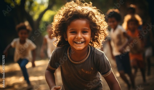 An enthusiastic Indian kid participating in a balling game photo