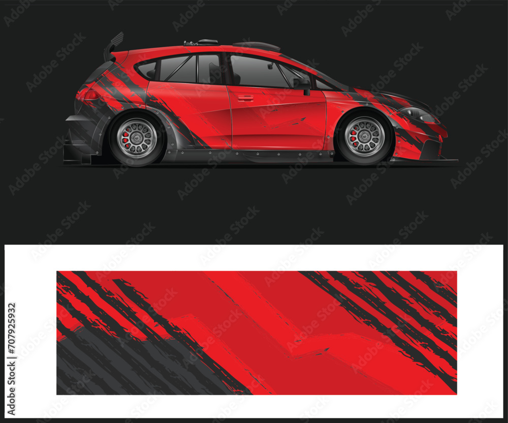 Racing car wrap design vector Graphic abstract stripe racing background kit designs for wrap vehicle