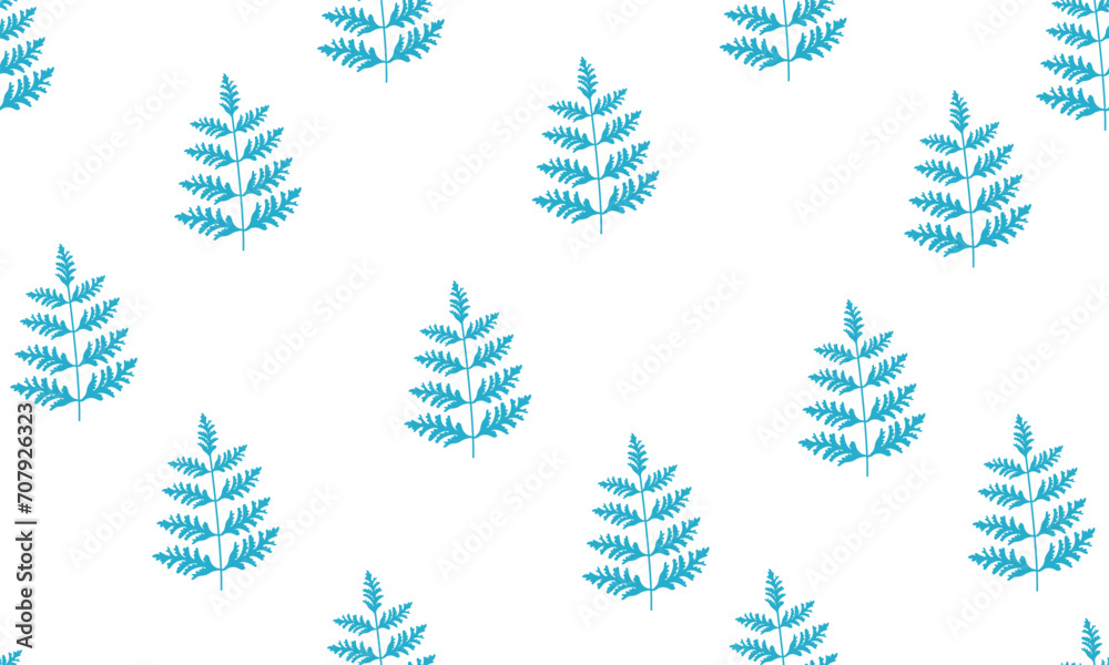 Seamless pattern with green fern. Scandinavian seamless forest pattern. Botanical background