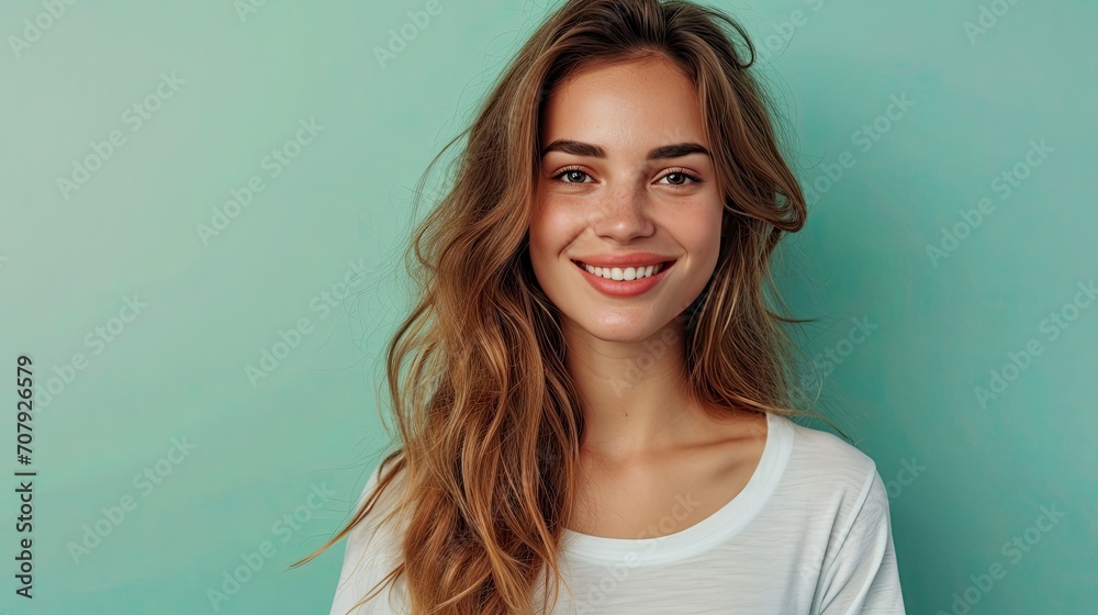 portrait of a woman isolated on green background portrait of a woman isolated on green background