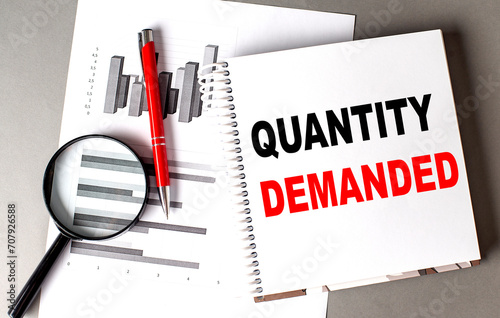 Quantity Demanded text written on notebook with chart
