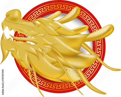 Chinese gold dragon decoration clip art for Chinese new year concept