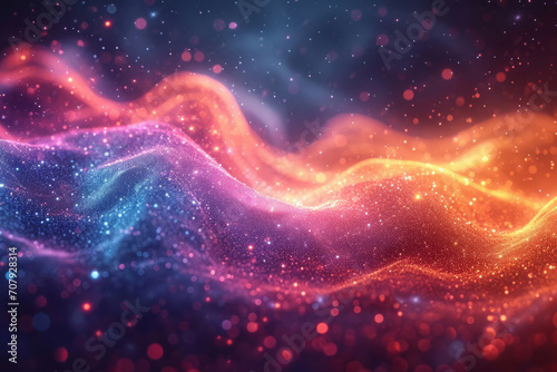 Abstract particles  futuristic background and glow with wave surface  wallpaper and smooth designs for digital art  creativity and information technology in elegant style and glossy smooth curves