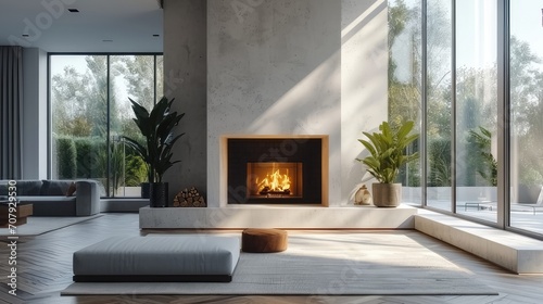 Fireplace and Airy Ambiance Elevate the Modern Living Room in Eyeswoon-Inspired Style