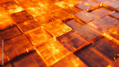 
Abstract squares pattern with offset effect. Animation of Glowing Marble Squares in Orange. photo