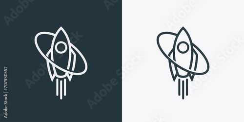 Fototapeta Naklejka Na Ścianę i Meble -  Outline rocket ship icon illustration