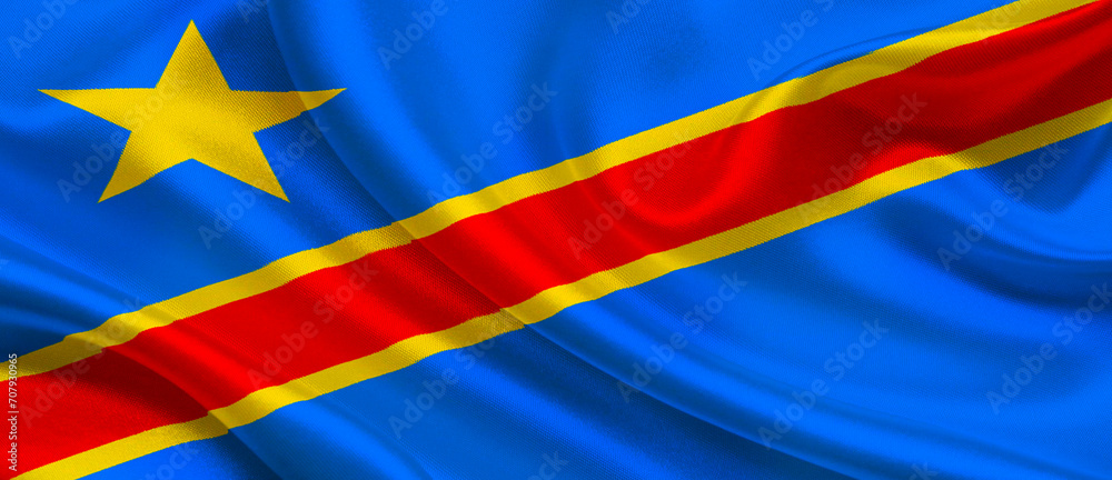 Congo national flag textile fabric waving Congo national flag textile fabric waving