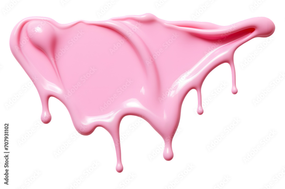 Smooth glossy pink liquid cream splash isolated on transparent background