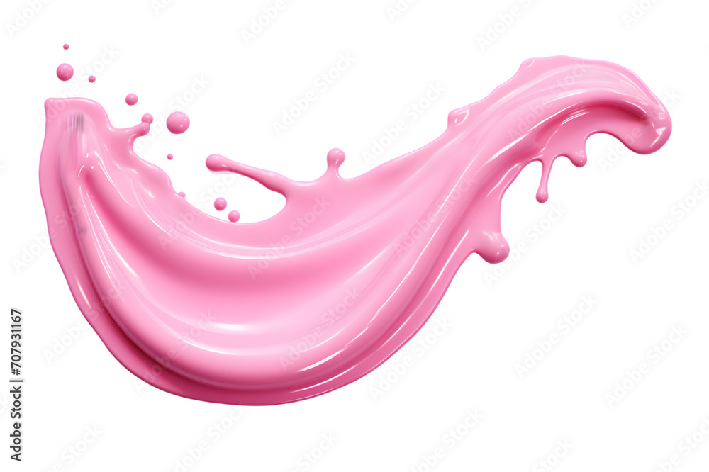 Smooth glossy pink liquid cream splash isolated on transparent background Smooth glossy pink liquid cream splash isolated on transparent background