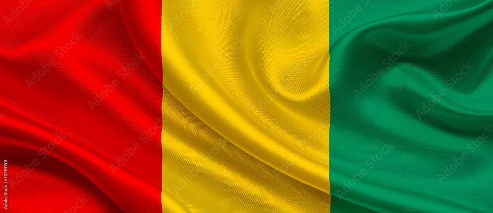 guinea national flag textile fabric waving