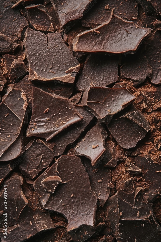 A detailed close-up of a single piece of chocolate. This image can be used to showcase the texture and indulgence of chocolate in various applications A detailed close-up of a single piece of chocolate. This image can be used to showcase the texture and indulgence of chocolate in various applications