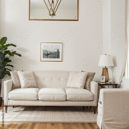 modern living room with interior design and white sofa