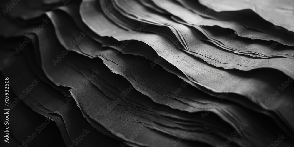 Obraz premium A black and white photo of a pile of leather. Perfect for fashion or interior design projects
