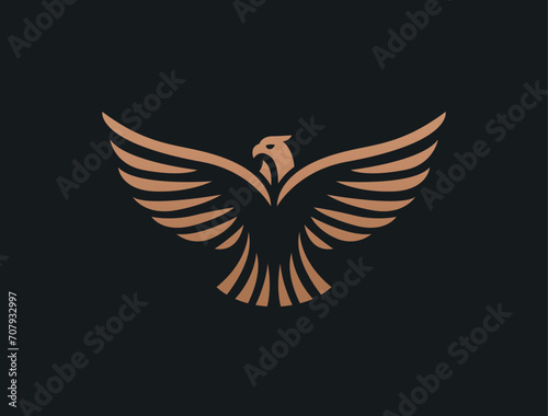 Flying eagle logo design. Vector illustration. Stylized bird logotype.