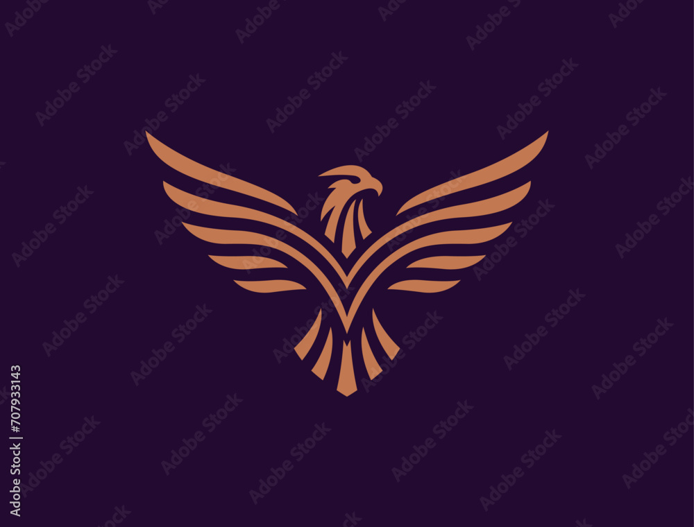 Flying eagle logo design. Vector illustration. Stylized bird logotype.