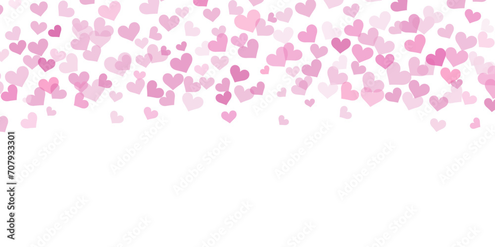 Pink vector heart confetti background, isolated banner design, valentine wallpaper with hearts Pink vector heart confetti background, isolated banner design, valentine wallpaper with hearts