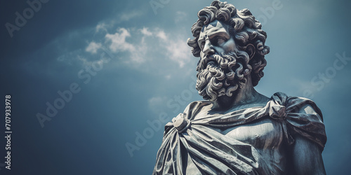 stoic statue sculpture on dark background