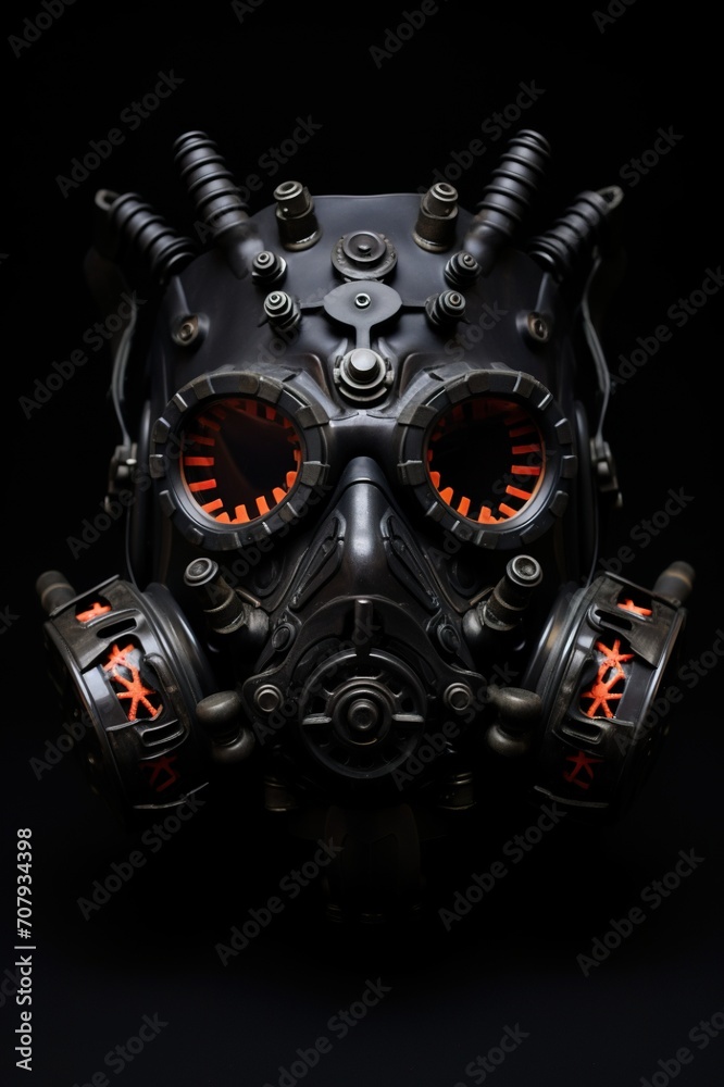 futuristic protective gas mask, radioactive face protection futuristic protective gas mask, radioactive face protection