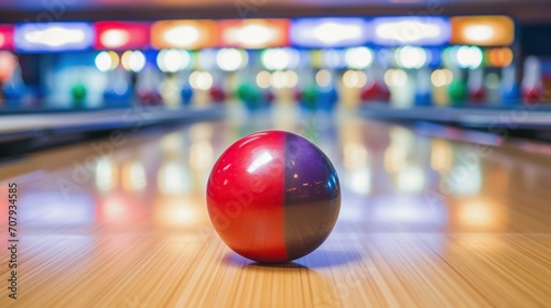 Bowling ball on blurred background