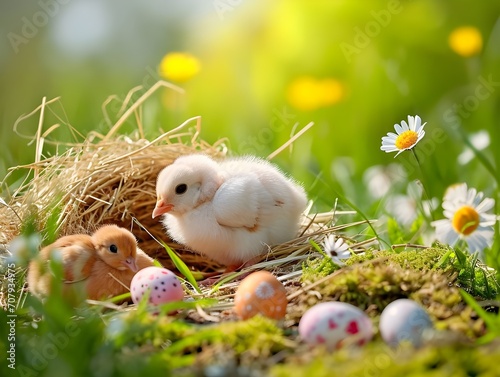 chicks, easter, egg, celebration, april, spring, cute, nest