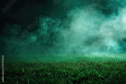 A baseball field with smoke billowing out, creating a dramatic scene. Perfect for sports or action-themed projects