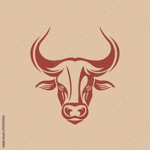 Elegant bull head logo design. Creative bull horns symbol. Vector illustration.  © lettett