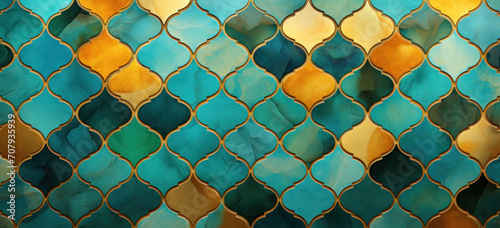 decorative turquoise and gold moroccan mosaic