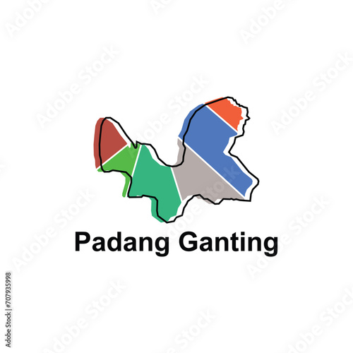 Map City of Padang Ganting World Map International vector template with outline, graphic sketch style isolated on white background