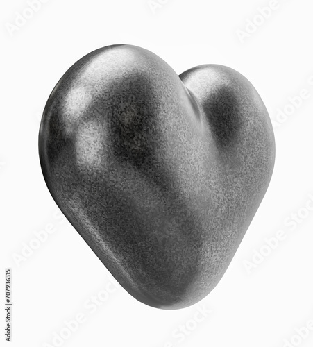 3d rendering heart made of metal isolated on a white background