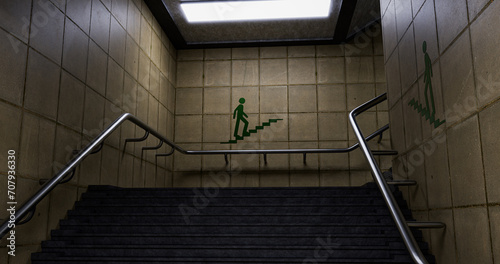 3d rendering walk way out from subway