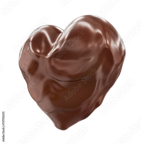 3d rendering heart made of chocolate isolated on a white background