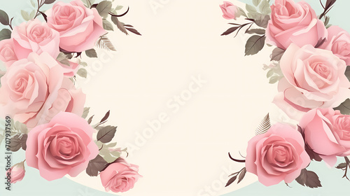 Pink rose composition background  decorative flower background pattern  floral border background
