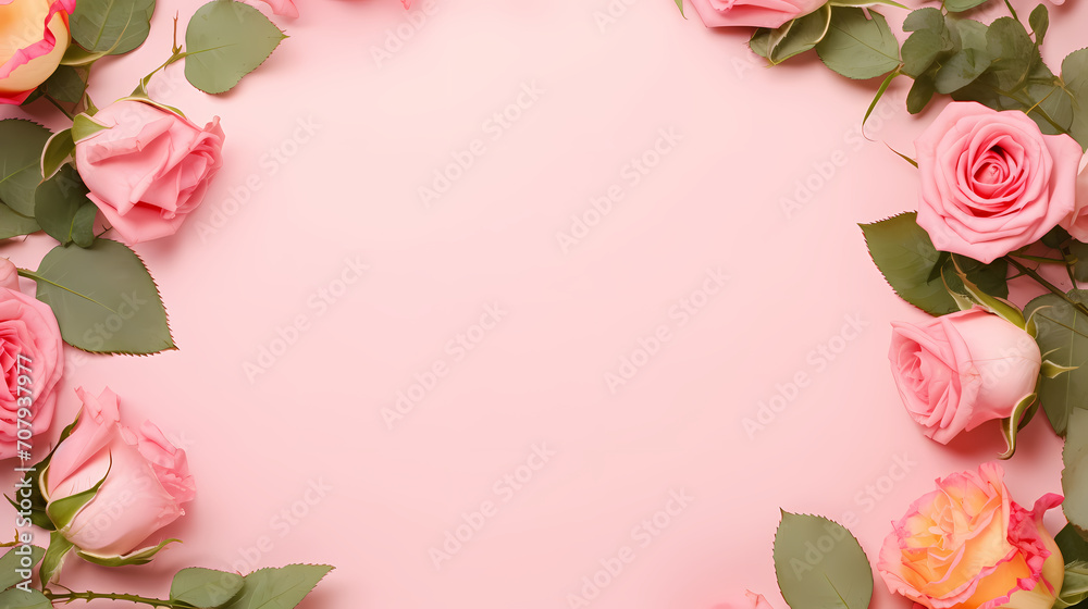 Pink rose composition background, decorative flower background pattern, floral border background