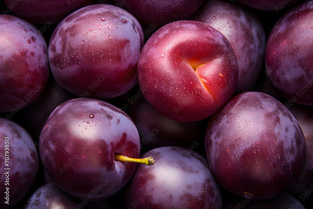 Close up of plum fruits